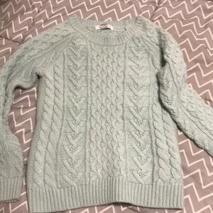 Pastel green cable knit wool sweater